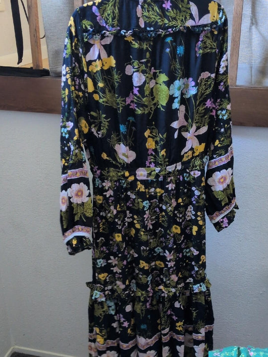 Citrus Navy Floral Tie Waist Dress - XL