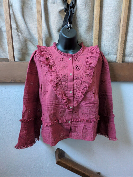 Sézane Nele Shirt in a rosewood / burgundy shade size 40