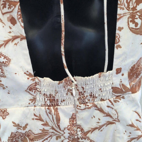 Abercrombie And Fitch Brown Floral Slim Poplin Puff Sleeve Dress - Small