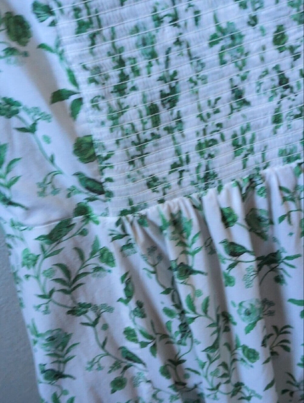 Hill House X La Coqueta Matilda Green Bird Floral Nap Dress Size M