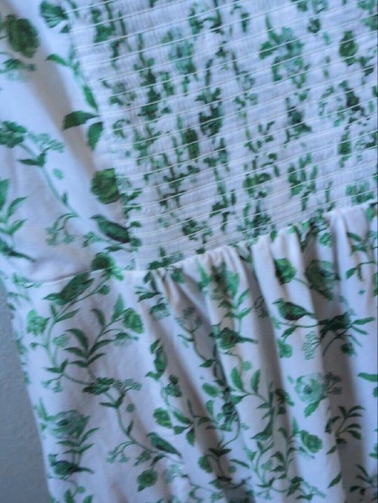 Hill House X La Coqueta Matilda Green Bird Floral Nap Dress Size M