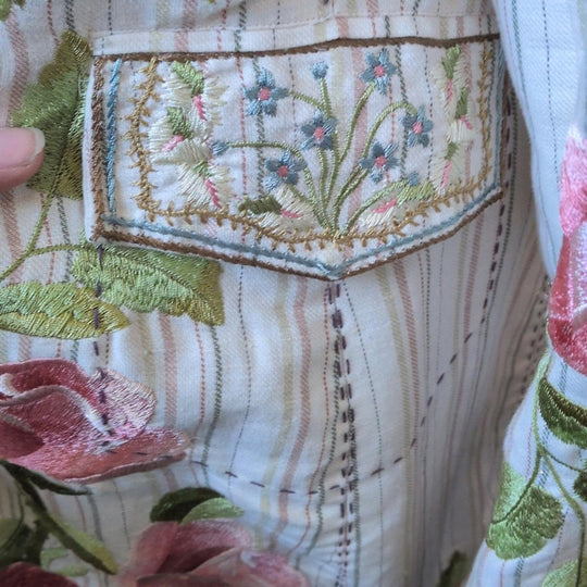 Biya Johnny Was Pink Embroidered Rose Coat - Small