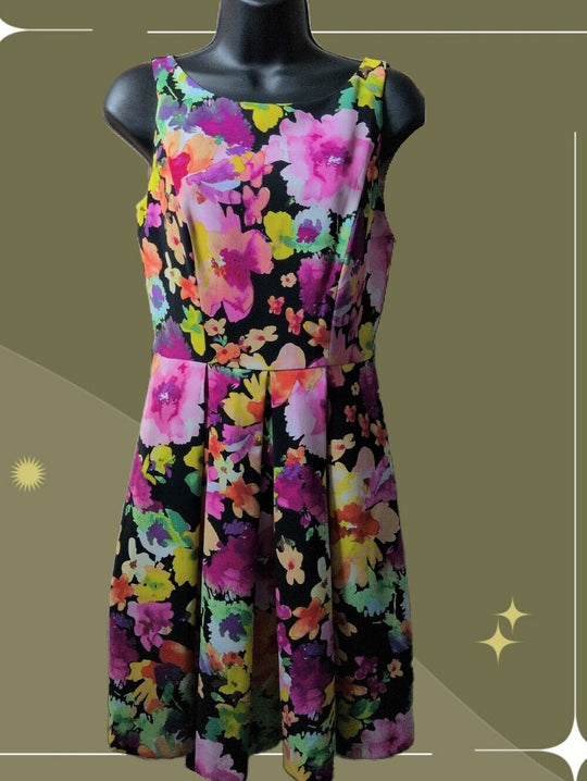 The Limited Bright Floral Skater V Neck Dress - 2