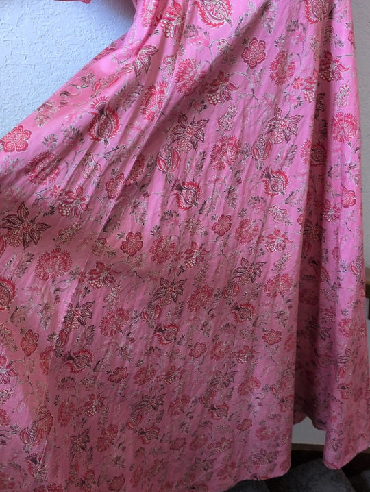Hill House Home The Matilda Dress  in the Pink Pimlico Floral Ikat pattern