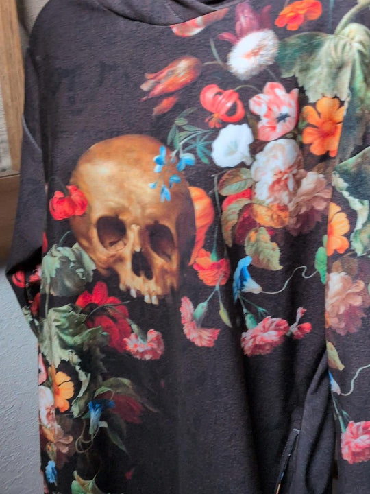 Aloha from Deer Black Danse Macabre Oversized Longline Hoodie  - Small