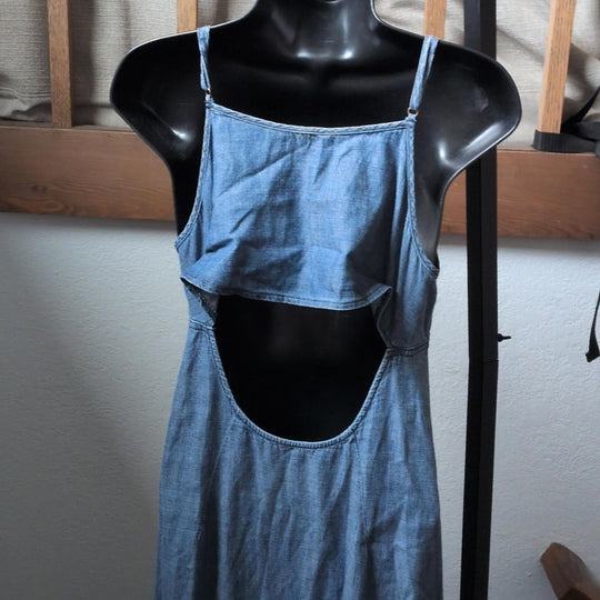 Free People Cutout Back Chambray Maxi Dress - Small
