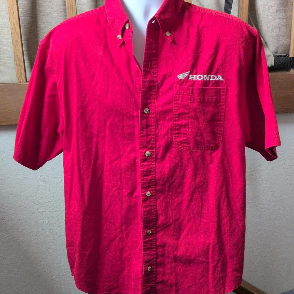 Men's Honda racing tri-mountain vintage button-down work shirt - medium