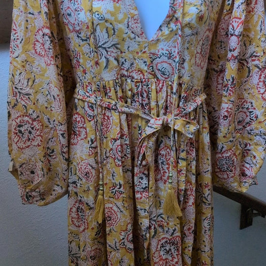 gardenbelle Emilia Hand Block Printed Organic Cotton Maxi Dress