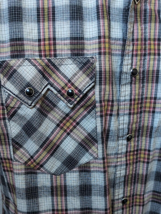 Vintage Wrangler Plaid Pearl Snap Button Down Shirt - Medium