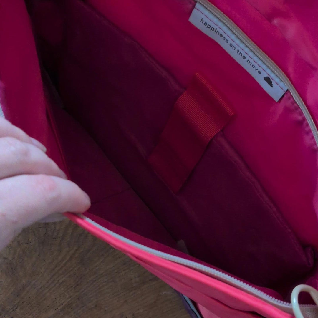 Hellolulu Nylon iPad All Day Messenger Bag In Pink / Purple