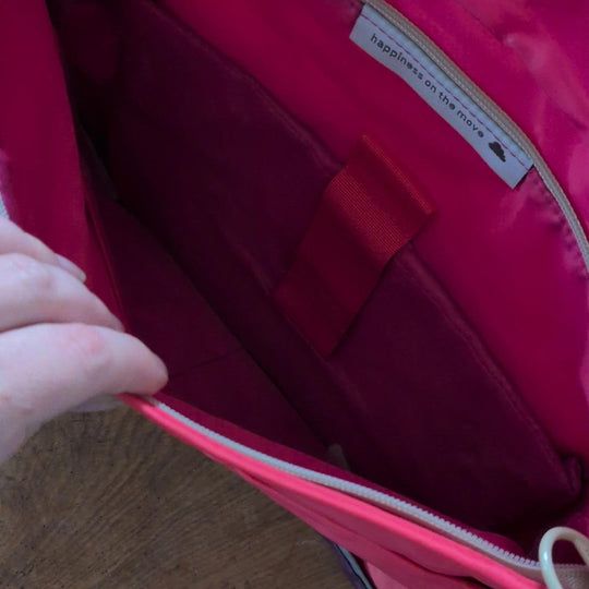 Hellolulu Nylon iPad All Day Messenger Bag In Pink / Purple