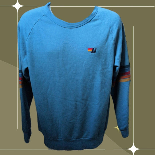 Aviator Nation Relaxed Rainbow Strip Crew Neck  - Medium