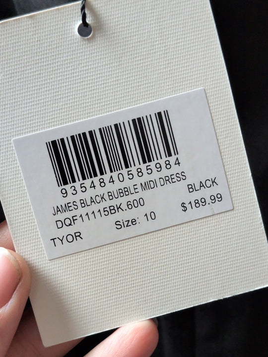 Dissh The James Black Bubble Midi Dress - US 6