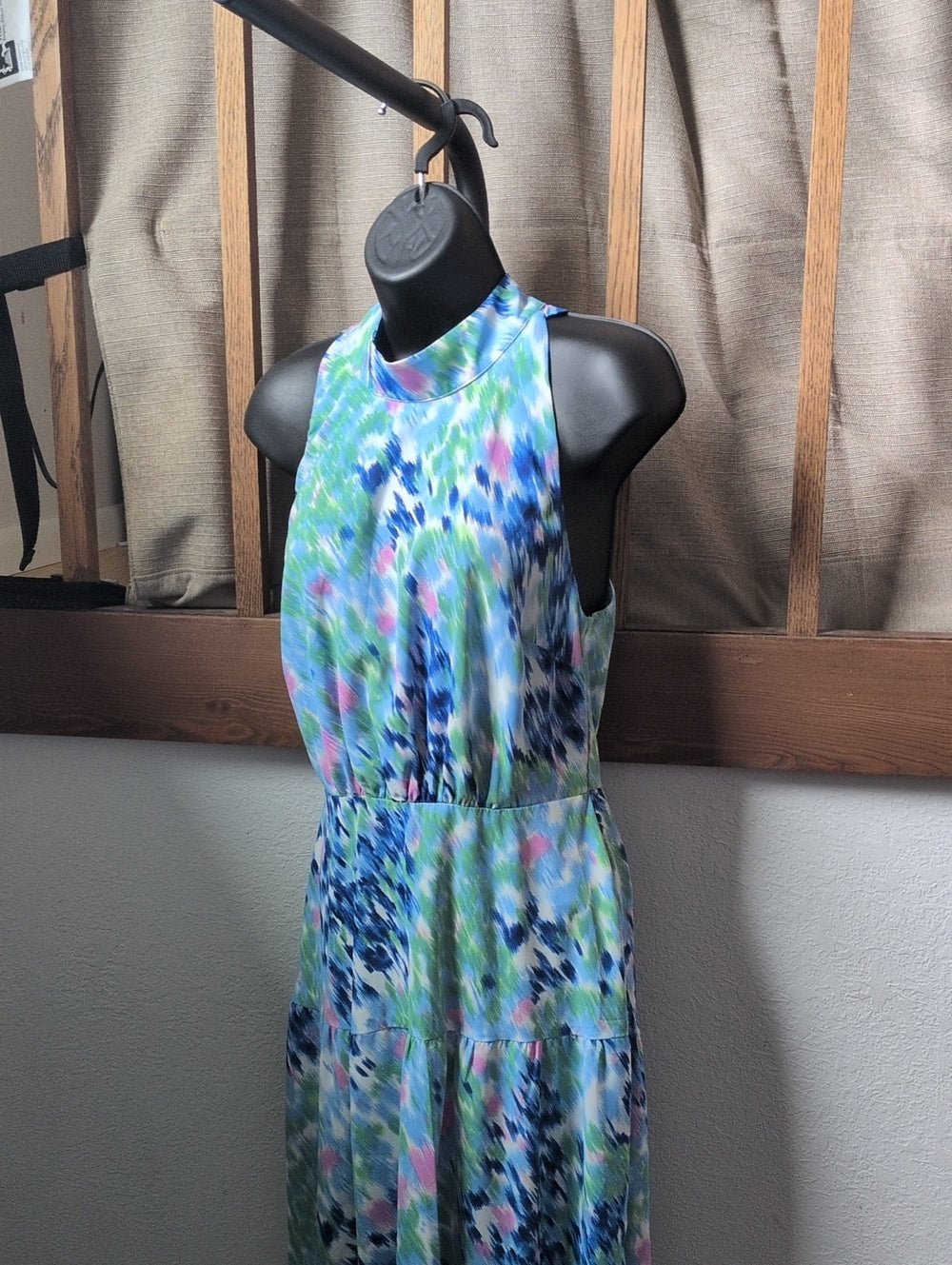 Sam Edelman Mock Neck Brushstroke Watercolor Tie Dress - 4