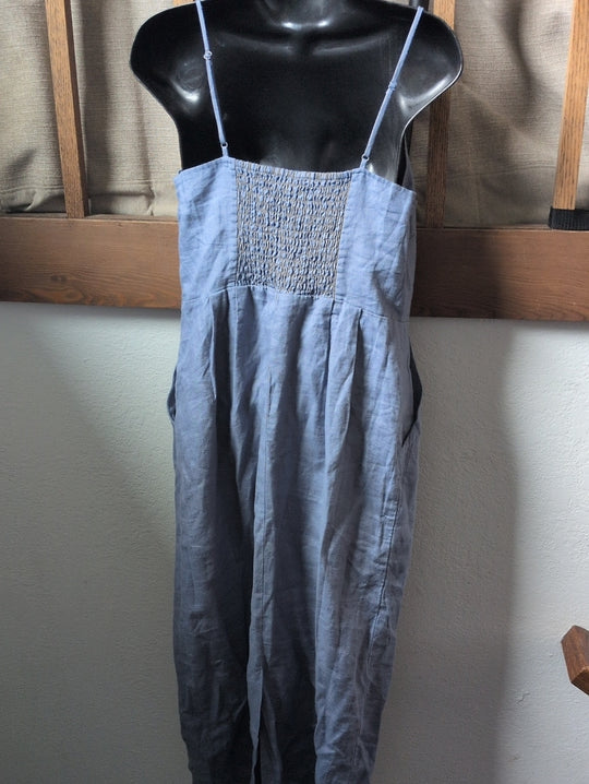 Quince 100% European Linen Scoop Neck Midi Dress In Moonstone Blue - Small