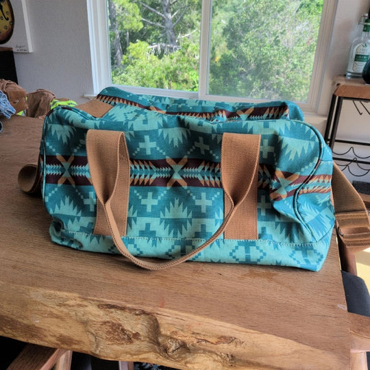 Pendleton Teal Aztec Printed Duffle Bag