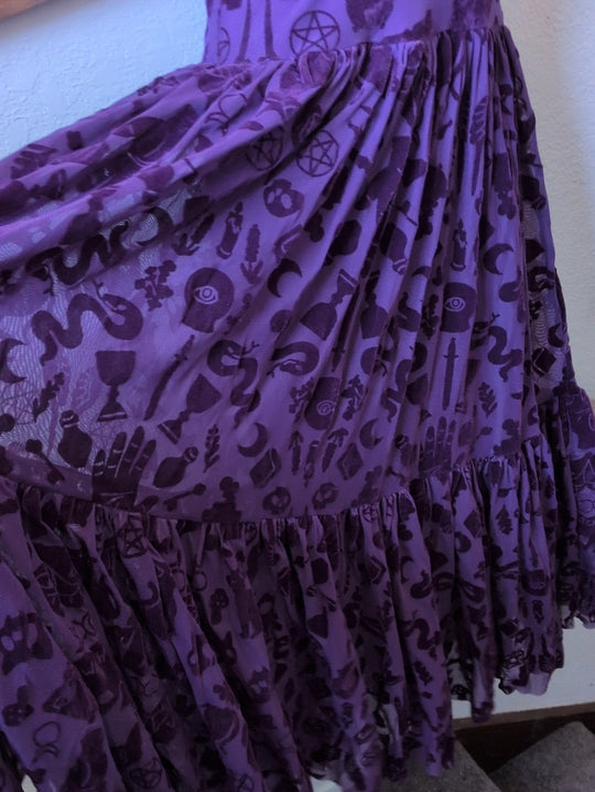 Witch's Altar Purple Sheer Midaxi Dress by  BlackMilk Clothing - xxs