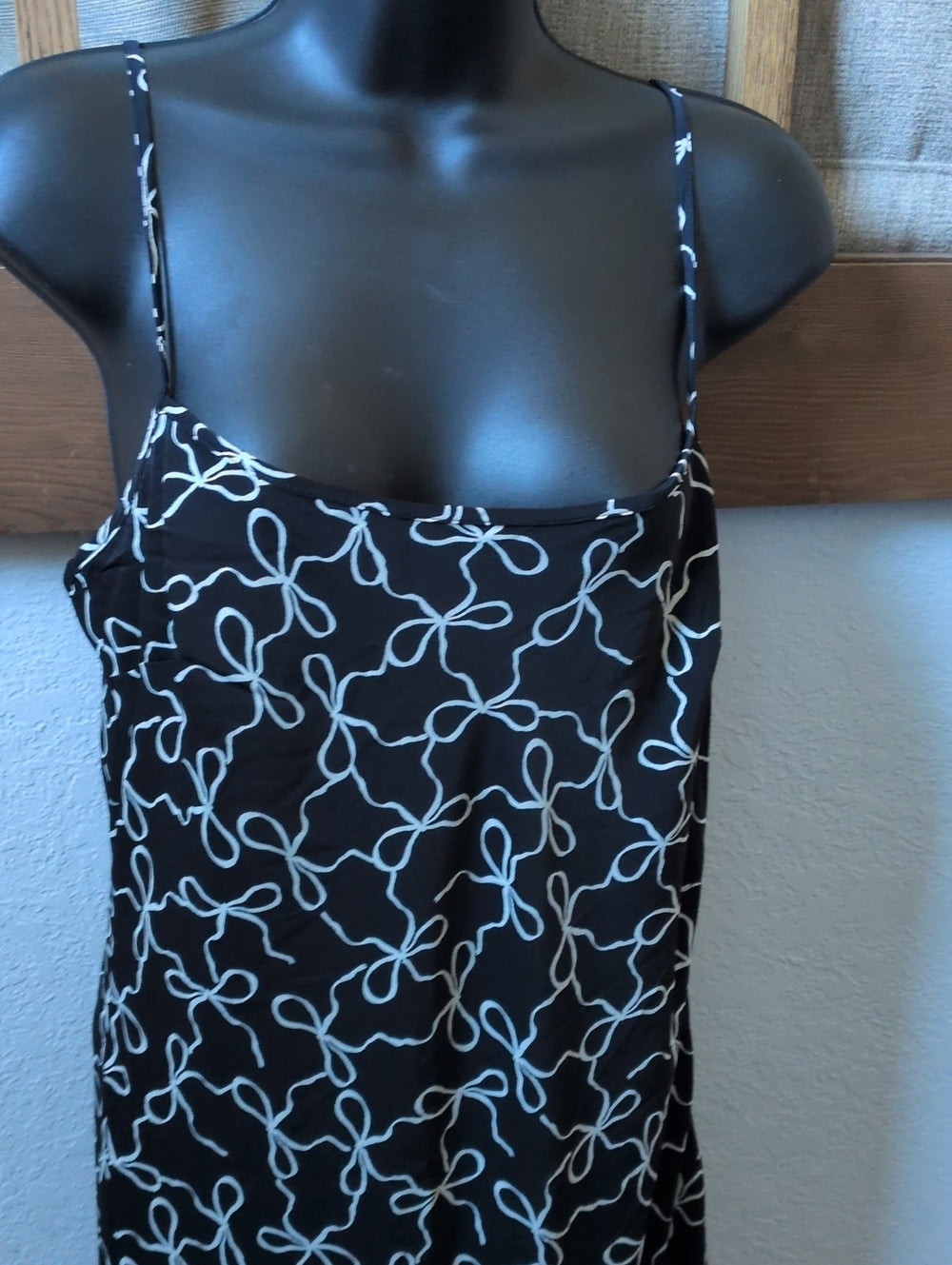 Abercrombie Slip Maxi Dress In White And Black Ribbon Size M