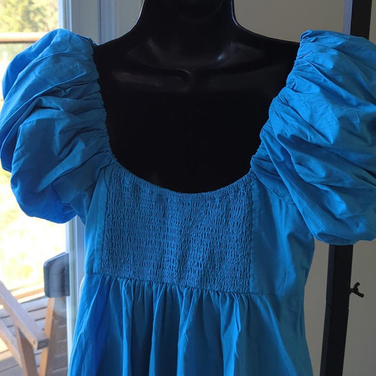 Abercrombie And Fitch Emerson Blue Puff Sleeve Mini Dress - Medium