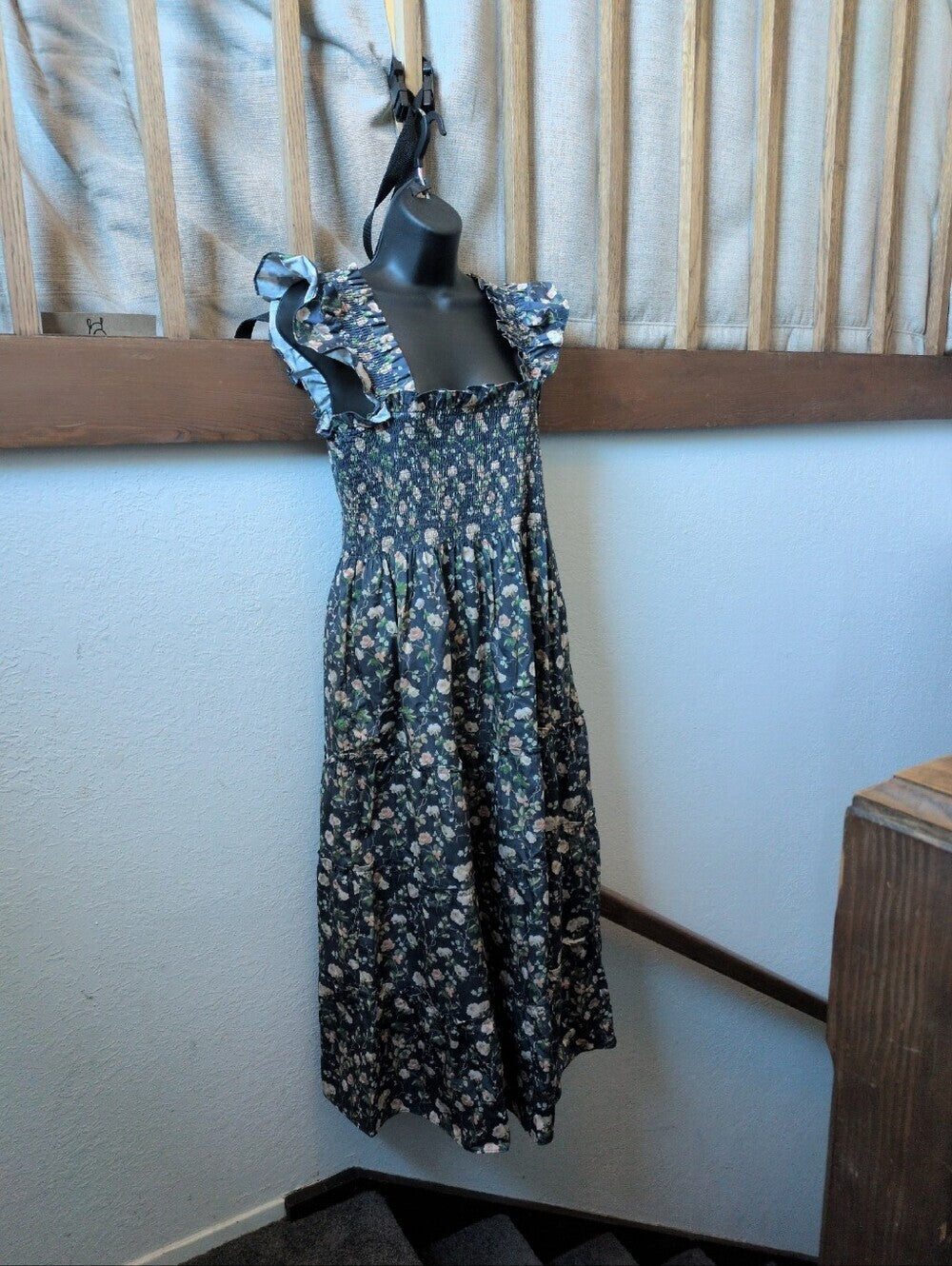 Hill House Ellie Navy Bluebonnet Floral Nap Dress - Large