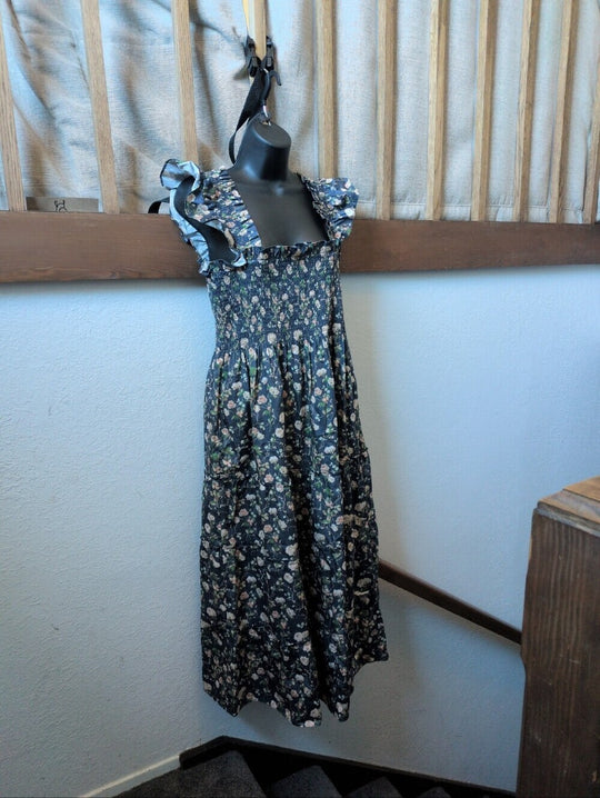 Hill House Ellie Navy Bluebonnet Floral Nap Dress - Large