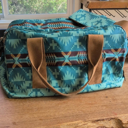 Pendleton Teal Aztec Printed Duffle Bag
