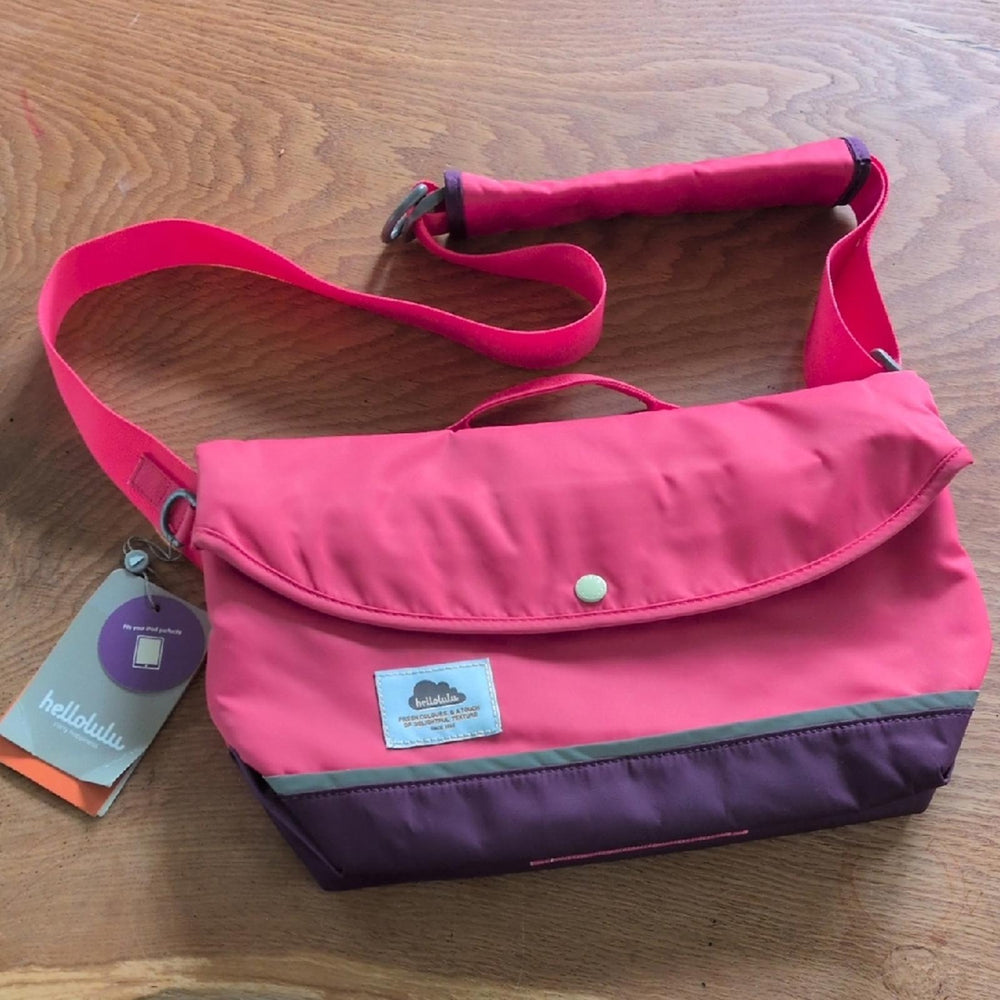 Hellolulu Nylon iPad All Day Messenger Bag In Pink / Purple
