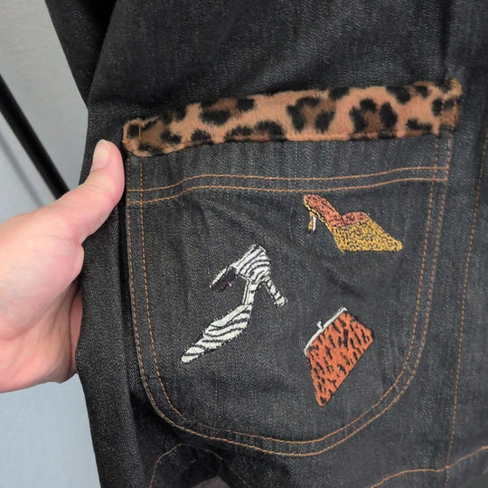 Casey Coleman Rare Embroidered Vintage Leopard Accessory Print Chore Jacket  - M/L