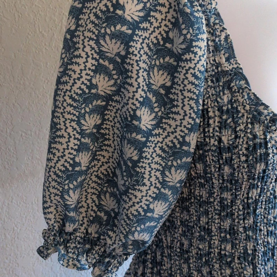 Hill House home rare Louisa nap dress in trailing blue vine