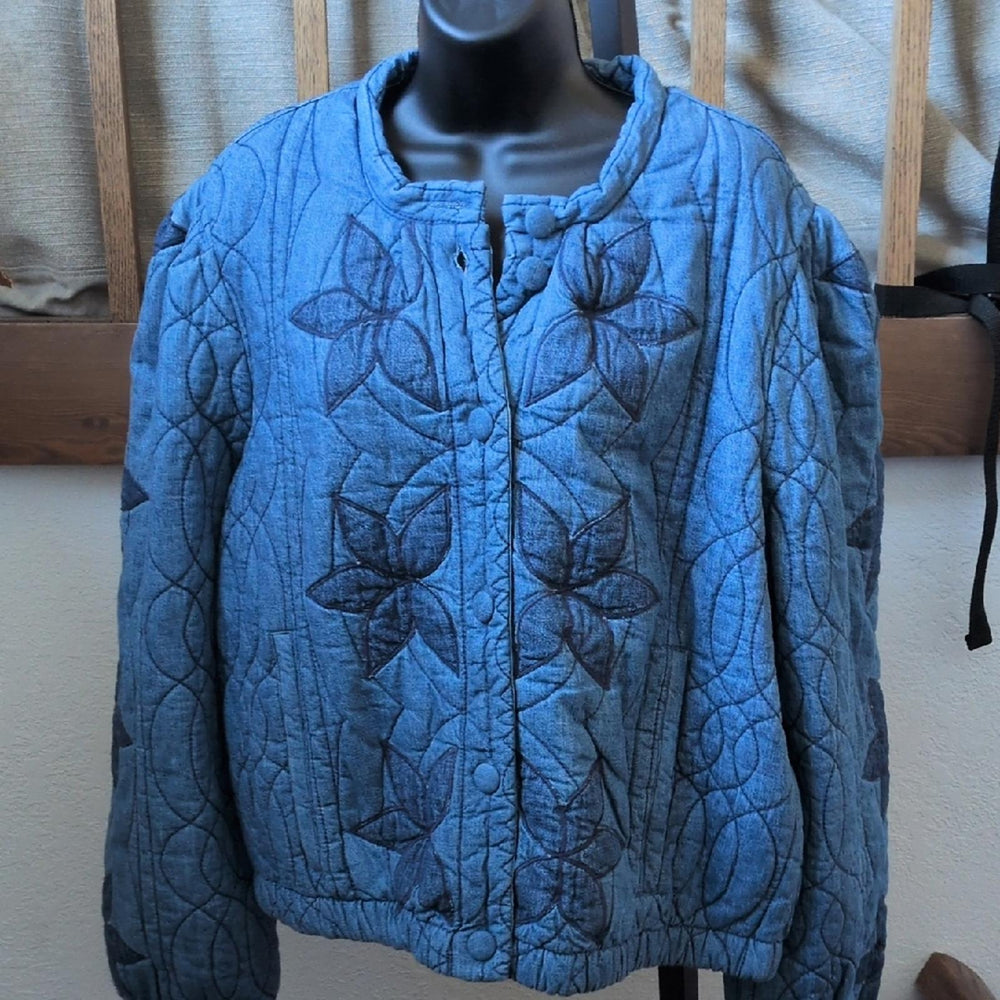 Free People Quinn Denim Quilted Jacket - Extra Large