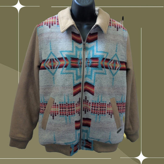 Powder River Ladies Aztec Natural Jacquard Bomber Coat  - Medium