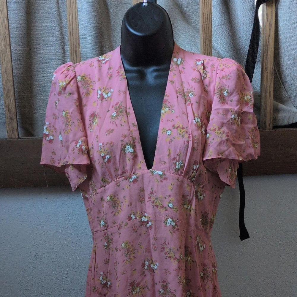 Reformation Mya Mini Dress In Pink Floral - US 8