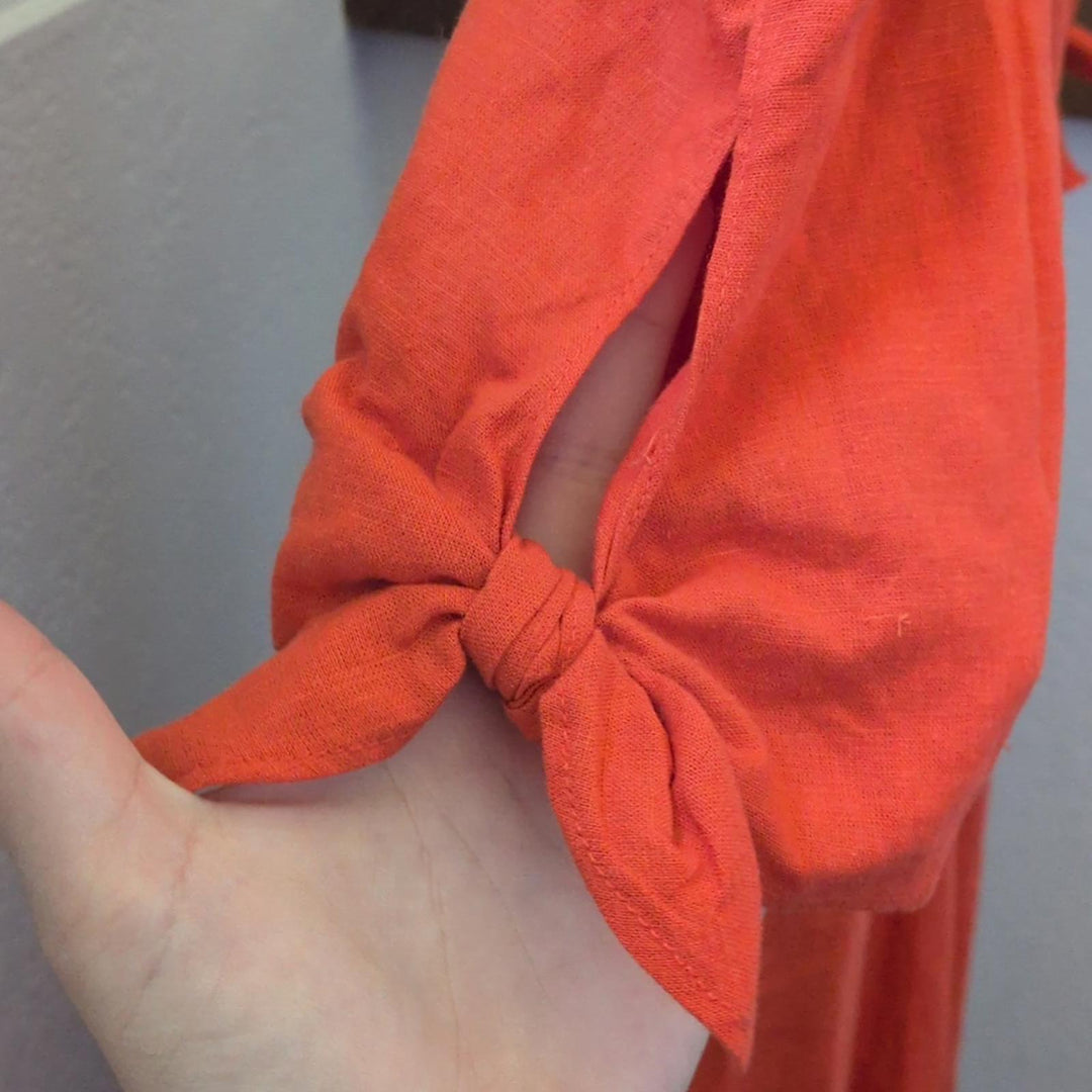 Gal Meets Glam Zinnea Dress In Orange Linen -  US 8