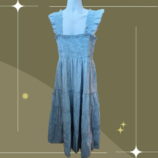 Quince Organic Cotton Poplin Smocked Midi - XL
