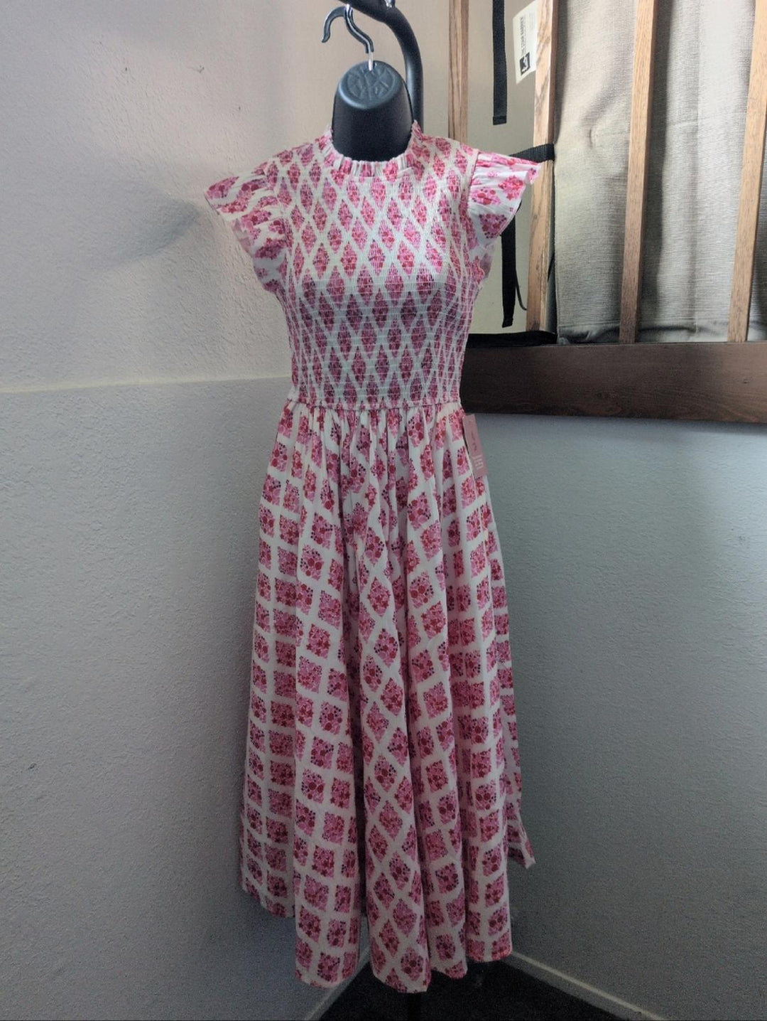 Ivy City Co Kylie Dress In Pink And Red Lattice Floral - XXS