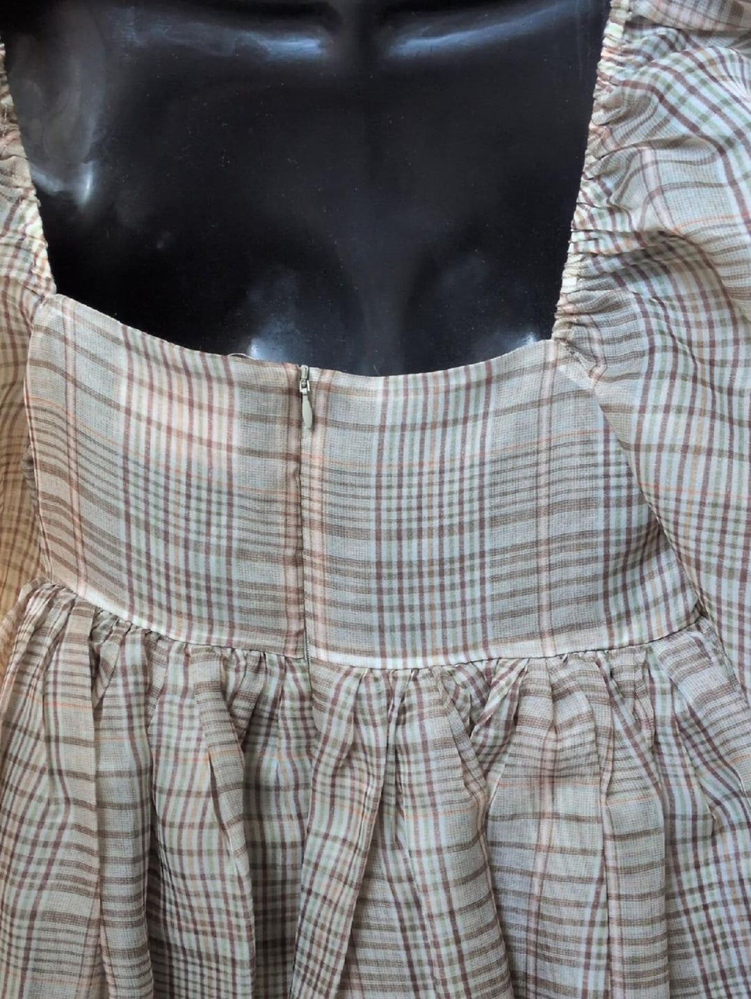 Selkie Plaid Puff Mini Dress - M