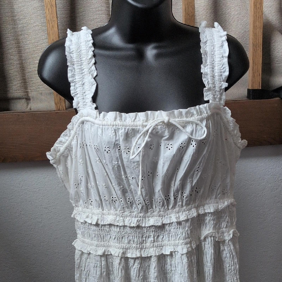 Gap X Doen White Eyelet Tiered Dress - Large