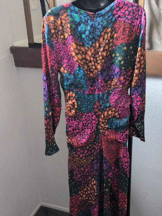Viral Tiktok Farm Rio Rainbow Hearts Viscose Midi Dress - M