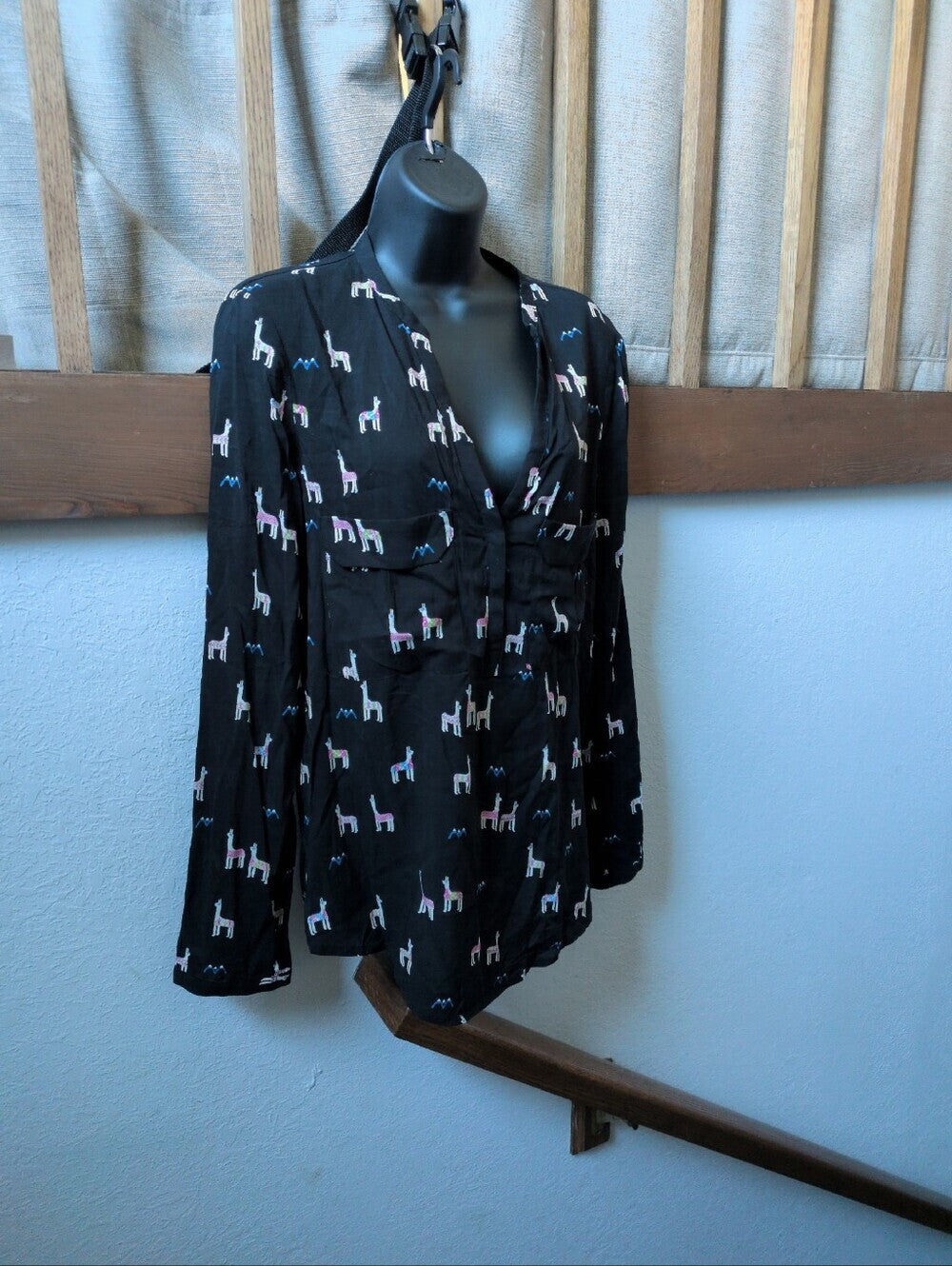Maeve Llama Alpaca Print Long Sleeve Shirt Size US 12