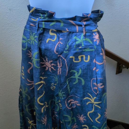 Corey Lynn Calter Linen Tropical Wide Leg Pants - Medium