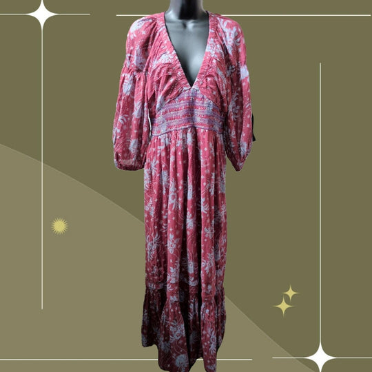 Free People Golden Hour Maxi Dress In Wine Combo - Medium