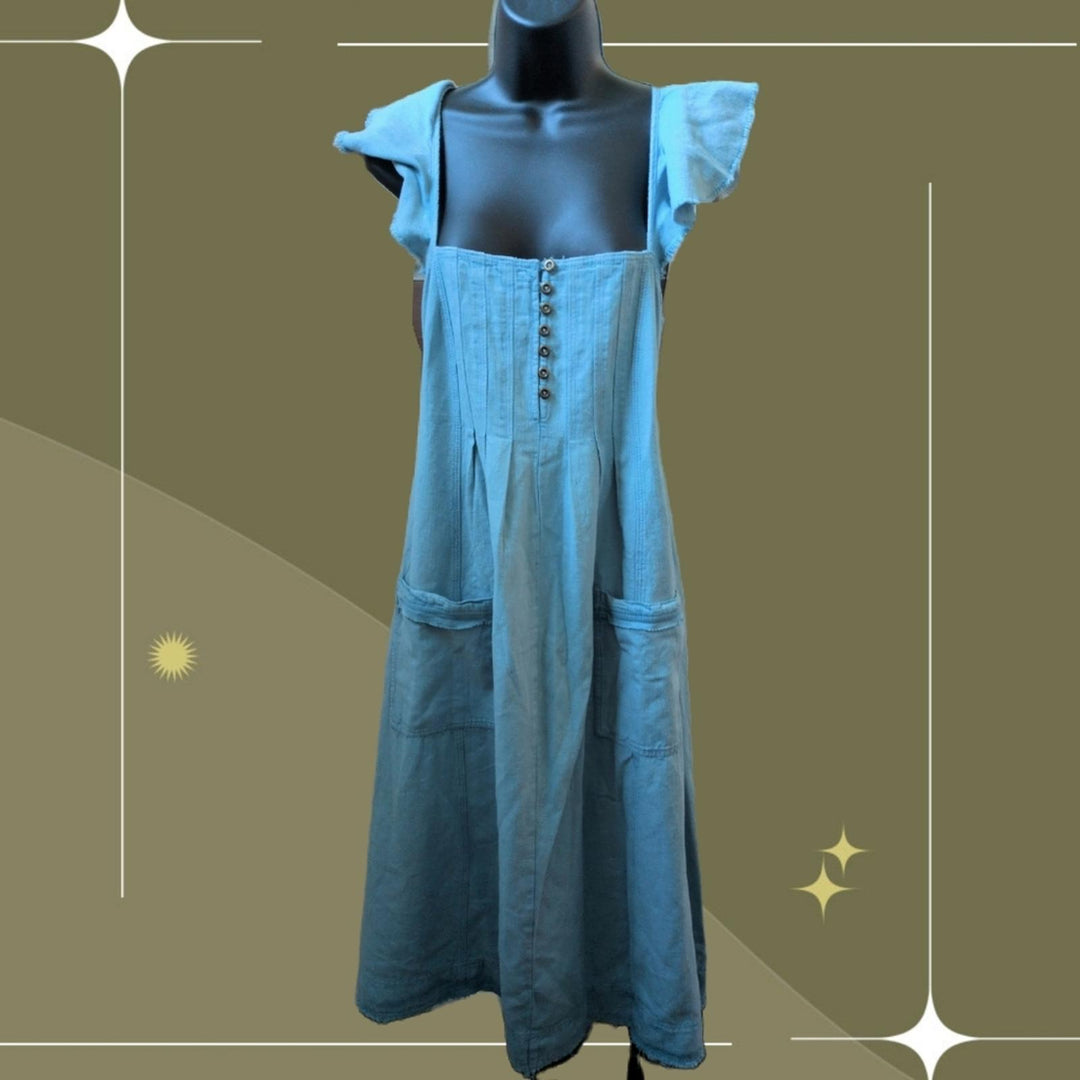 Anthropologie Pilcro Flutter Sleeve Denim Open Back Dress