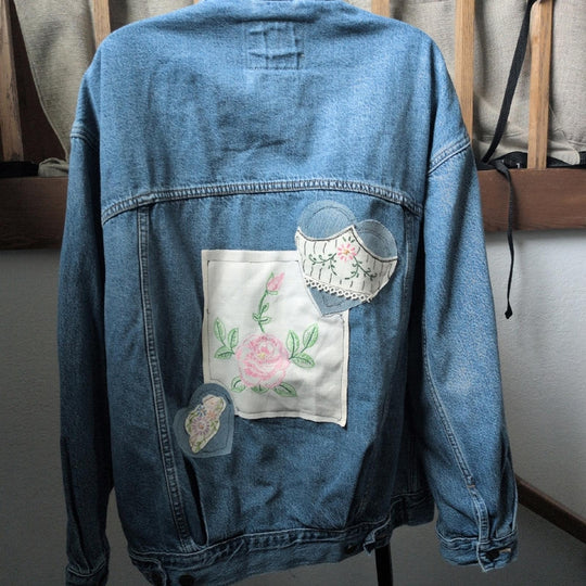 Upcycled By Unpacka Vintage Levis Jean Jacket With Embroidery - Xs/S