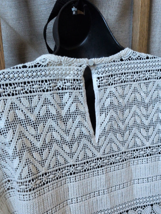 Sézane Long Sleeve Crochet Ecru Blouse Size 40