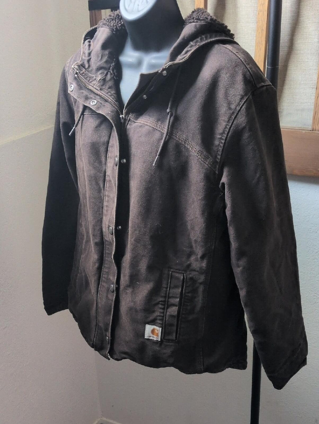 Vintage Y2K Women's Carhartt Duck Canvas And Sherpa Jacket - Small