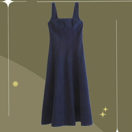 Abercrombie Mila Denim Midi Dress In Dark Denim - Medium