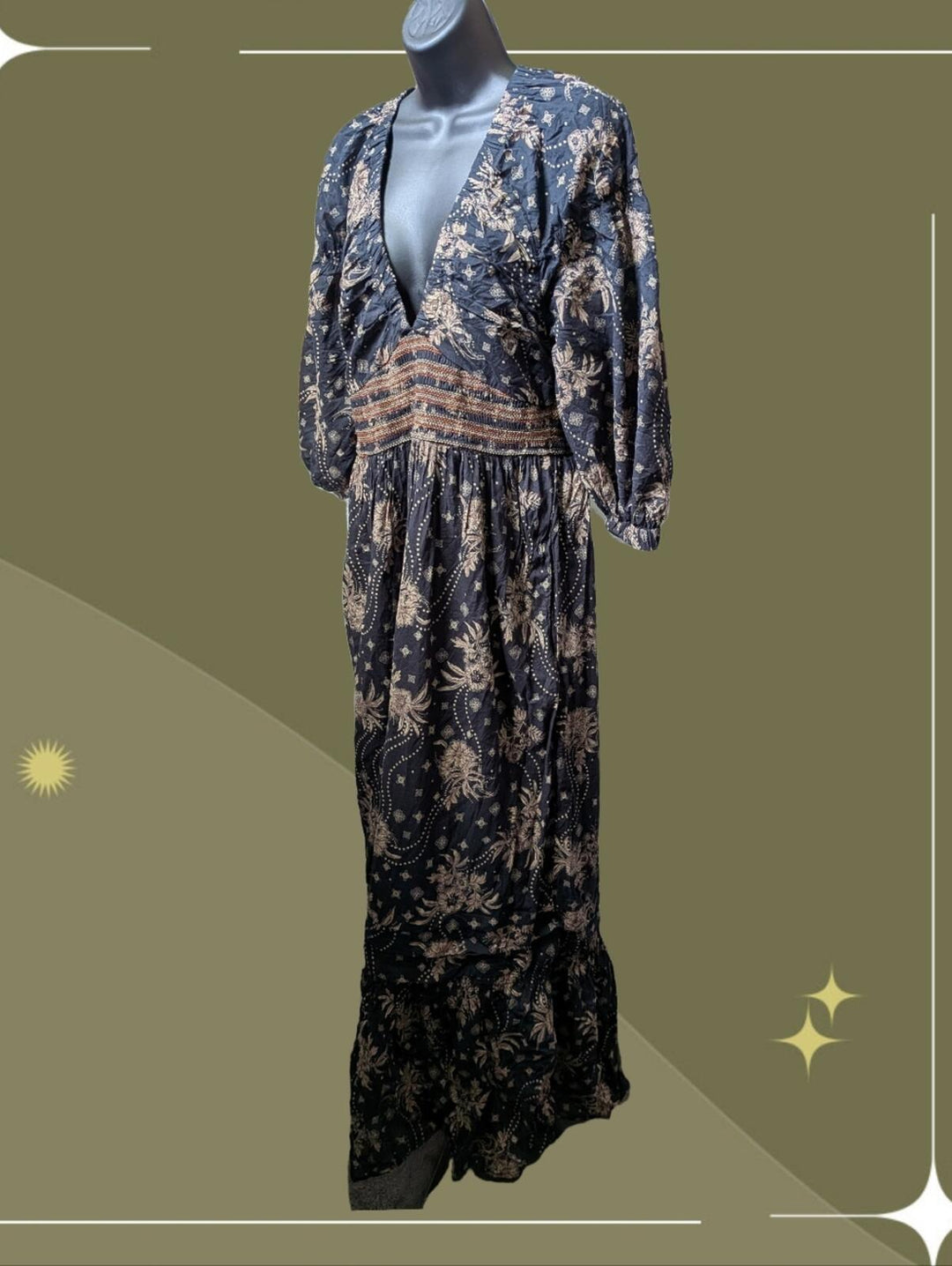 Free People Golden Hour Maxi Dress In Dark Floral  - Medium