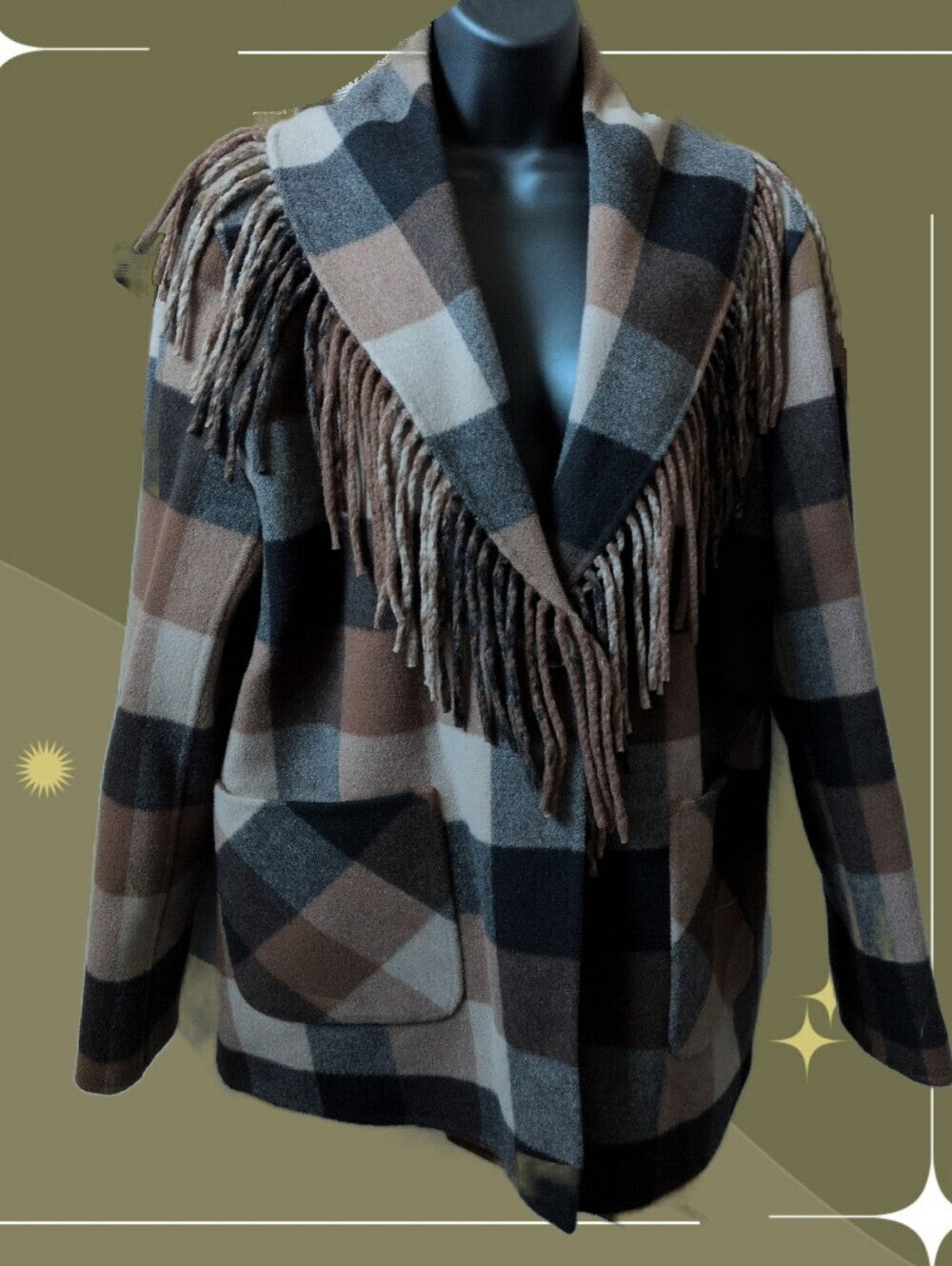 Pendleton Women's Plaid Jolene Wool Fringed Jacket size L