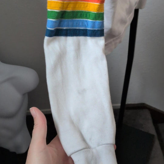 FINAL SALE *Stained*  - Aviator Nation Six Stripe Rainbow Zip Up Hoodie - Extra Small