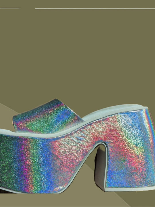 Space Island Holographic Platform Heel Shoes Size 9/40